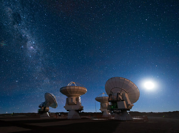 ALMA antennas under the Milky Way